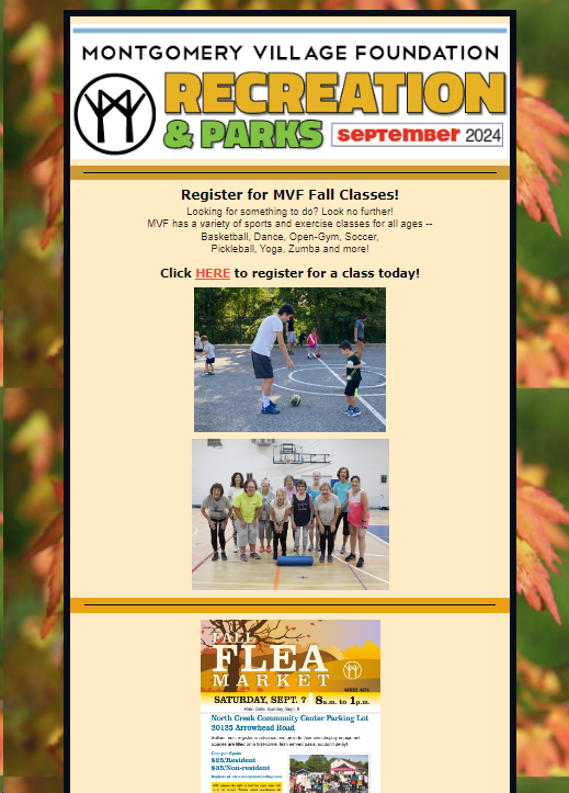 Sign up for the Recreation E-Newsletter