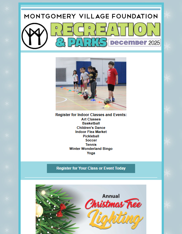 Sign up for the Recreation E-Newsletter
